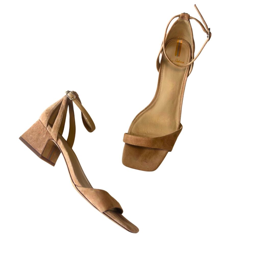 Sam Edelman Tan Suede Block Heel Sandals | Ankle Strap Heels